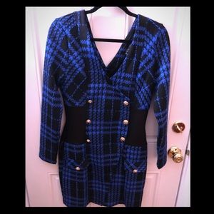 Blue gingham blazer dress
